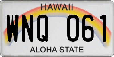 HI license plate WNQ061