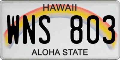 HI license plate WNS803