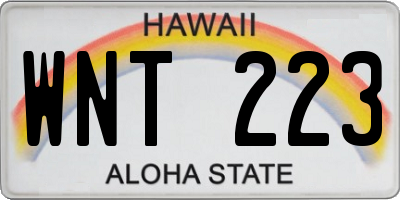HI license plate WNT223