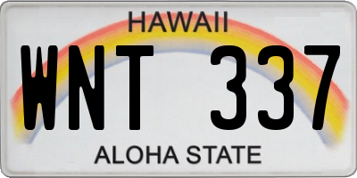 HI license plate WNT337