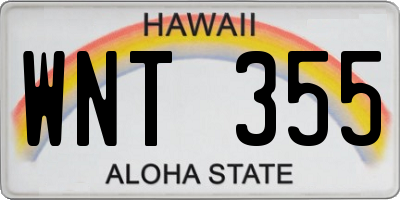 HI license plate WNT355