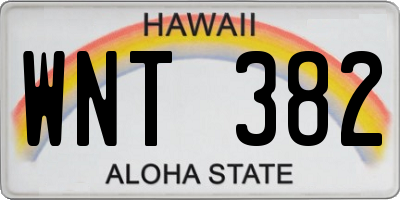 HI license plate WNT382