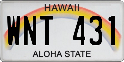 HI license plate WNT431