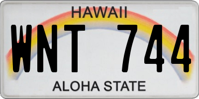 HI license plate WNT744