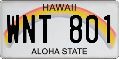 HI license plate WNT801