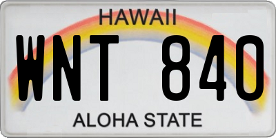 HI license plate WNT840
