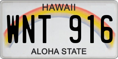 HI license plate WNT916