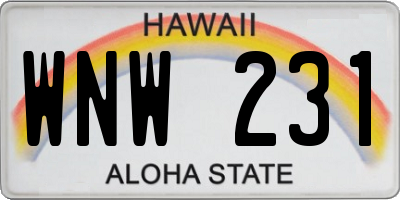 HI license plate WNW231