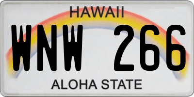 HI license plate WNW266