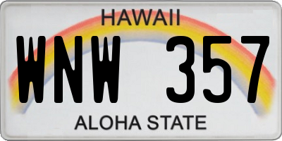 HI license plate WNW357