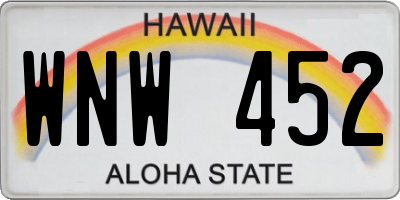 HI license plate WNW452