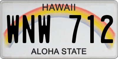 HI license plate WNW712
