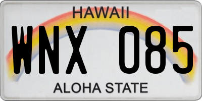 HI license plate WNX085