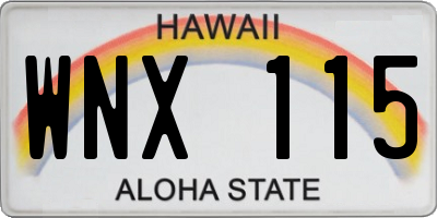 HI license plate WNX115