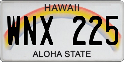 HI license plate WNX225