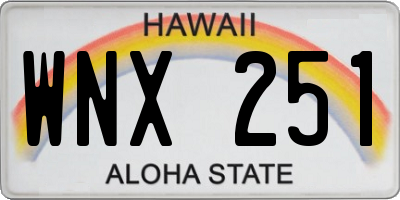 HI license plate WNX251