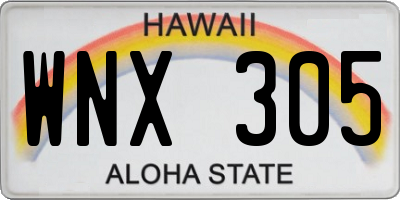 HI license plate WNX305