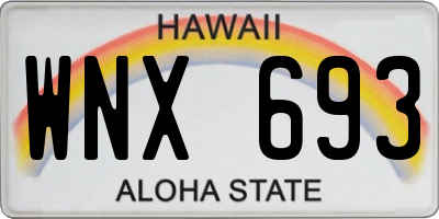 HI license plate WNX693