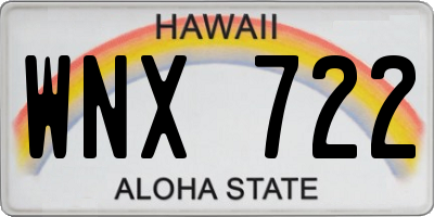 HI license plate WNX722