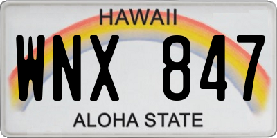 HI license plate WNX847