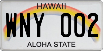 HI license plate WNY002