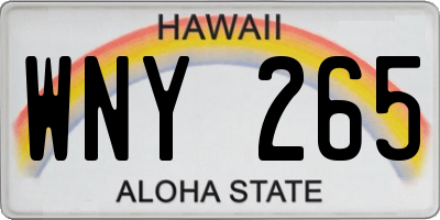 HI license plate WNY265