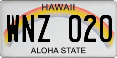 HI license plate WNZ020