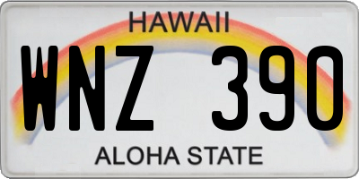 HI license plate WNZ390