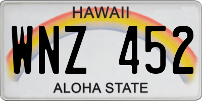 HI license plate WNZ452