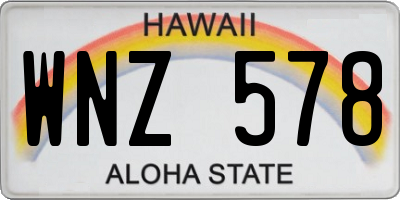 HI license plate WNZ578