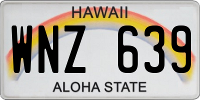 HI license plate WNZ639