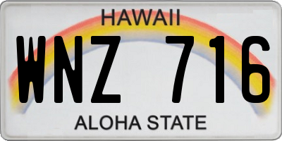 HI license plate WNZ716