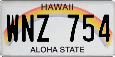 HI license plate WNZ754