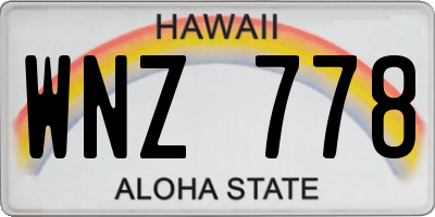 HI license plate WNZ778