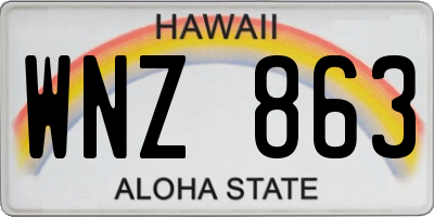 HI license plate WNZ863