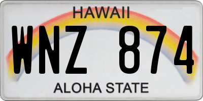 HI license plate WNZ874