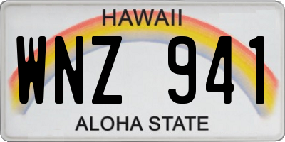 HI license plate WNZ941