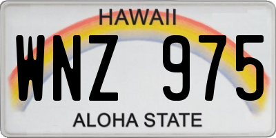 HI license plate WNZ975