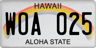 HI license plate WOA025