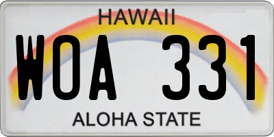 HI license plate WOA331