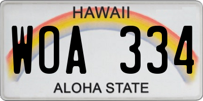 HI license plate WOA334