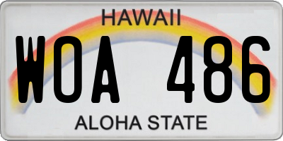 HI license plate WOA486
