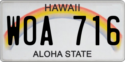 HI license plate WOA716