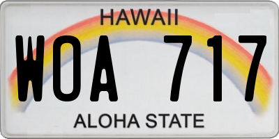 HI license plate WOA717