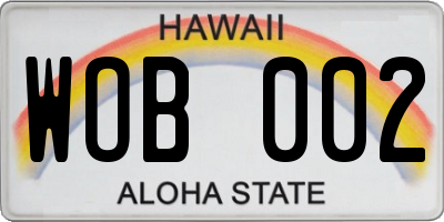 HI license plate WOB002
