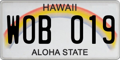 HI license plate WOB019