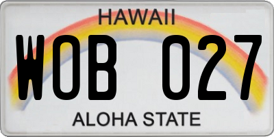 HI license plate WOB027