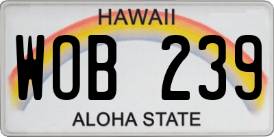 HI license plate WOB239