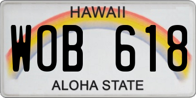 HI license plate WOB618