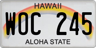 HI license plate WOC245